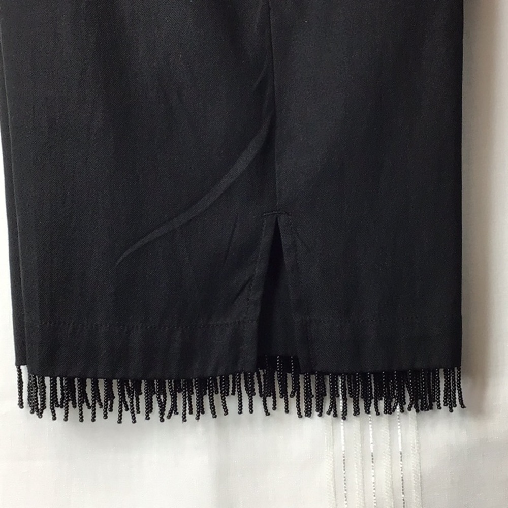 🖤 Field Manor Elegant Black Silk Blend Beaded Hem Pants with Pockets Sz.M - Picture 3 of 10